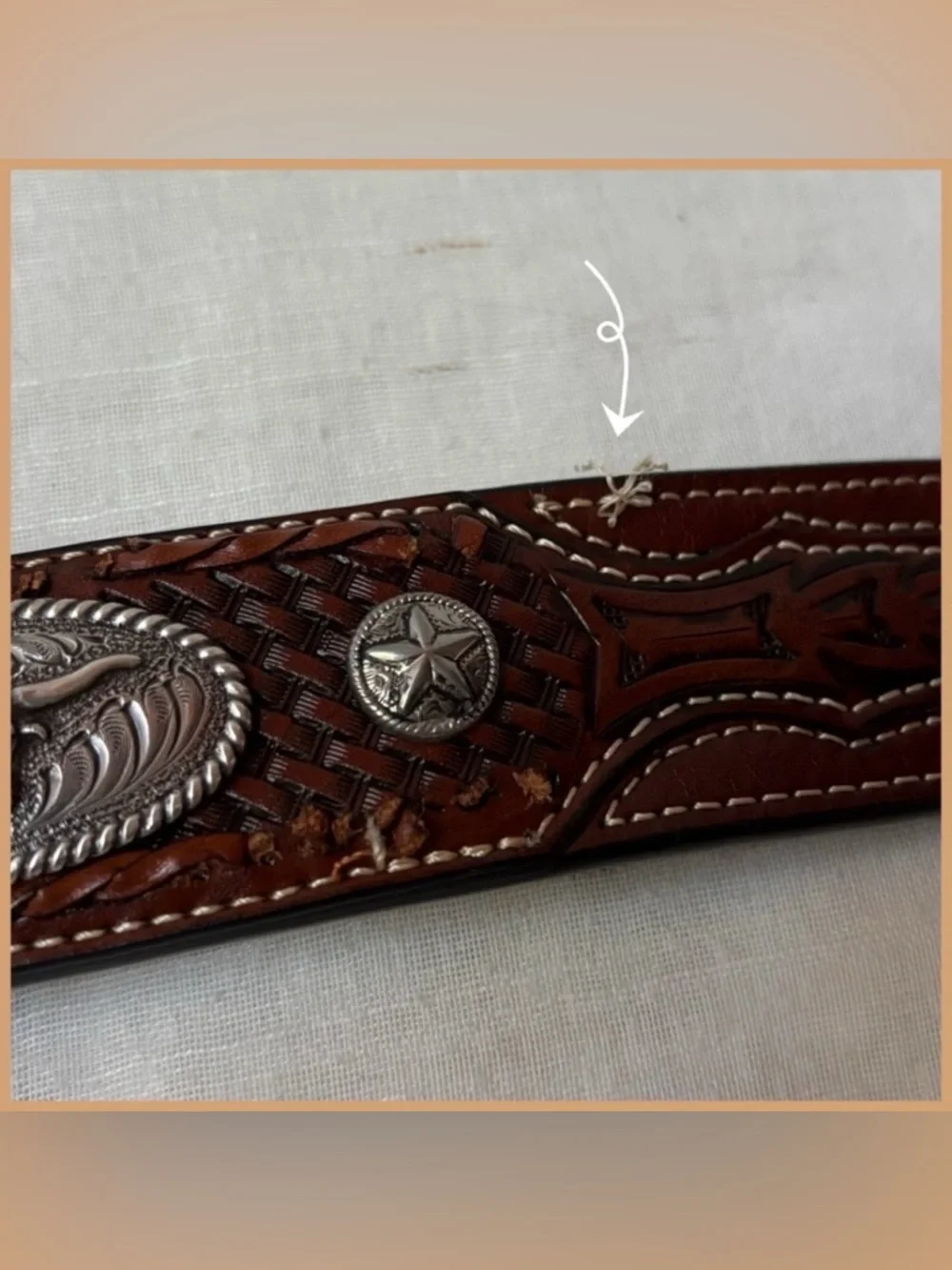 Western Hand Tooled Leather Belt
